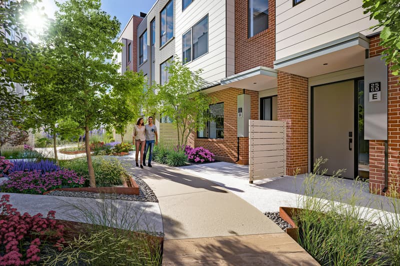 Picea residences courtyard and path rendering